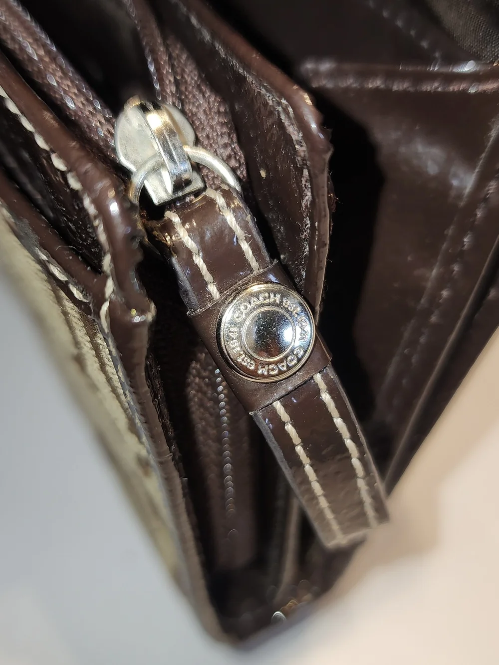 Coach Signature C Jacquard Canvas Trifold Wallet - Brown/Tan